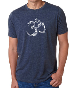 THE OM SYMBOL OUT OF YOGA POSES - Men's Premium Blend Word Art T-Shirt