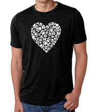 Load image into Gallery viewer, Paw Prints Heart  - Men&#39;s Premium Blend Word Art T-Shirt