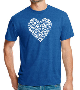 Paw Prints Heart  - Men's Premium Blend Word Art T-Shirt