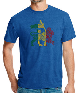 One Love Rasta Lion - Men's Premium Blend Word Art T-Shirt