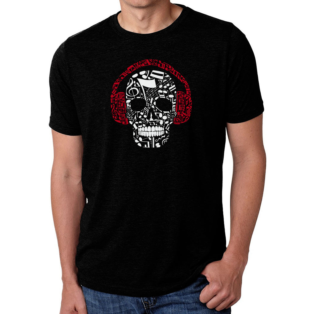 Music Notes Skull  - Men's Premium Blend Word Art T-Shirt