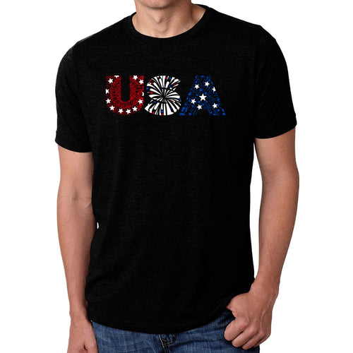 USA Fireworks - Men's Premium Blend Word Art T-Shirt