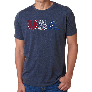 USA Fireworks - Men's Premium Blend Word Art T-Shirt