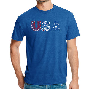 USA Fireworks - Men's Premium Blend Word Art T-Shirt