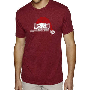 Christmas Peeking Cat - Men's Premium Blend Word Art T-Shirt