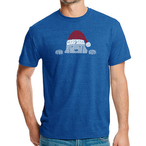 Christmas Peeking Dog - Men's Premium Blend Word Art T-Shirt