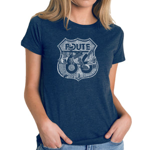 Stops Along Route 66 - Women's Premium Blend Word Art T-Shirt