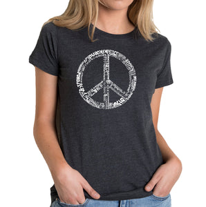 THE WORD PEACE IN 77 LANGUAGES - Women's Premium Blend Word Art T-Shirt