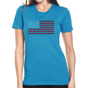 USA Flag  - Women's Premium Blend Word Art T-Shirt