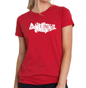 Bass Gone Fishing - Women's Premium Blend Word Art T-Shirt