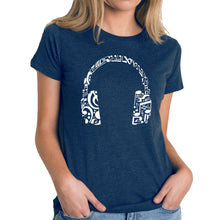 Load image into Gallery viewer, Music Note Headphones - Women&#39;s Premium Blend Word Art T-Shirt