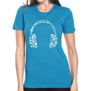 Music Note Headphones - Women's Premium Blend Word Art T-Shirt
