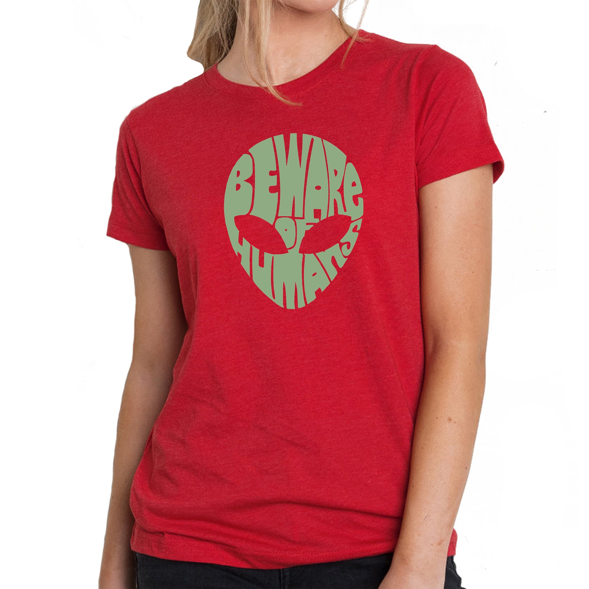 Load image into Gallery viewer, Beware of Humans - Women's Premium Blend Word Art T-Shirt