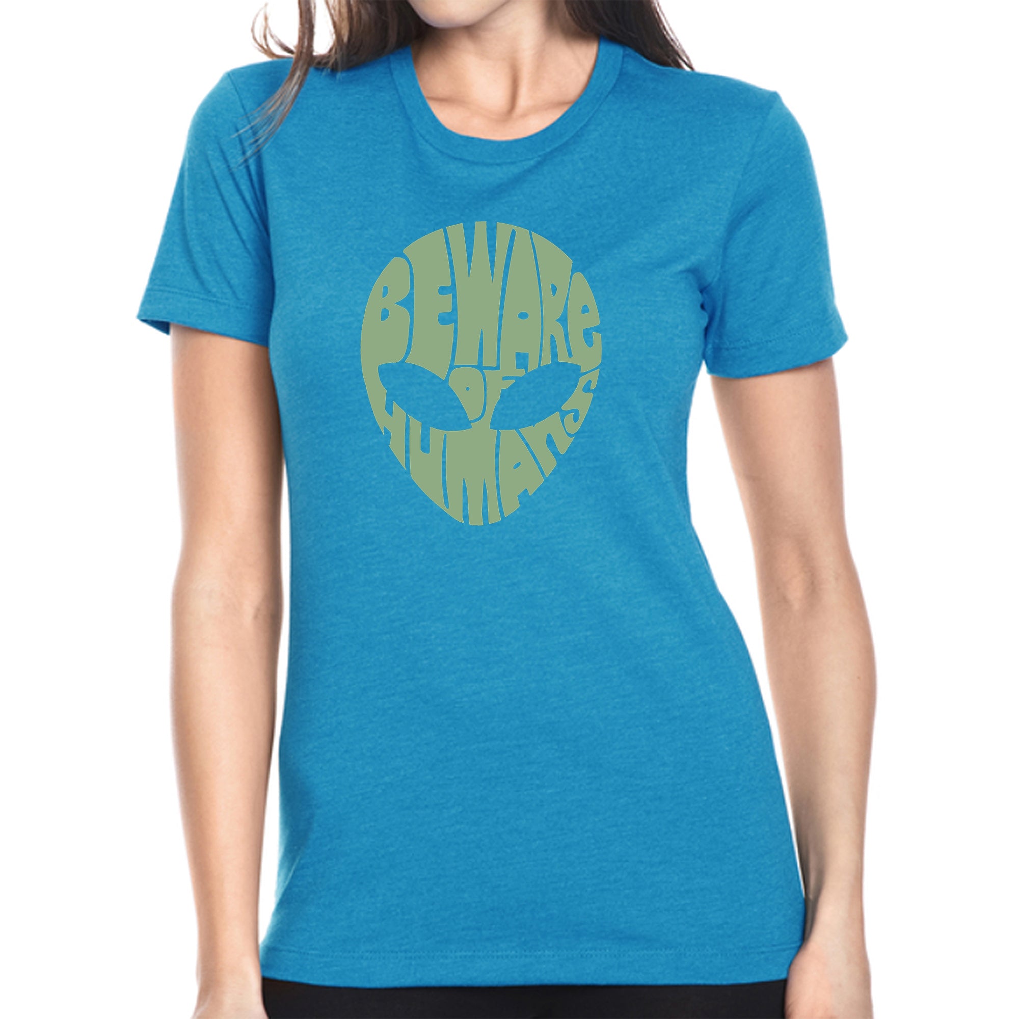 Load image into Gallery viewer, Beware of Humans - Women's Premium Blend Word Art T-Shirt
