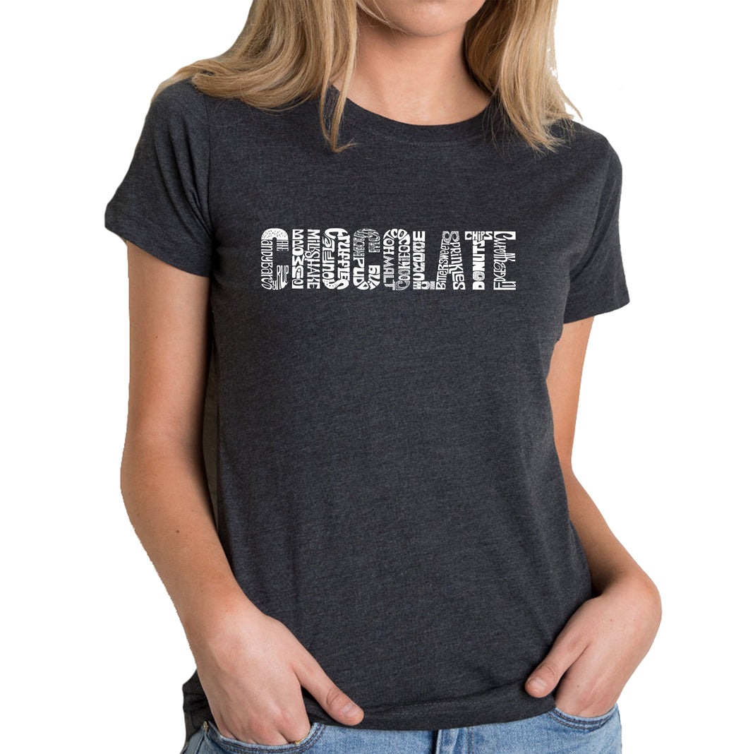 Different foods made with chocolate - Women's Premium Blend Word Art T-Shirt