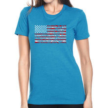 Load image into Gallery viewer, Women&#39;s Premium Blend Word Art T-shirt - Fireworks American Flag