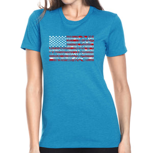 Women's Premium Blend Word Art T-shirt - Fireworks American Flag