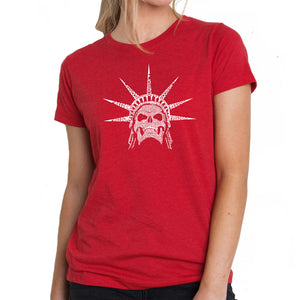 Freedom Skull  - Women's Premium Blend Word Art T-Shirt