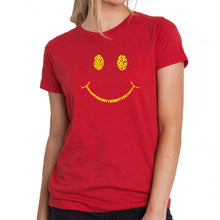Load image into Gallery viewer, Be Happy Smiley Face  - Women&#39;s Premium Blend Word Art T-Shirt
