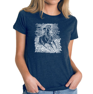 POPULAR HORSE BREEDS - Women's Premium Blend Word Art T-Shirt