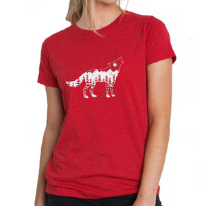 Howling Wolf  - Women's Premium Blend Word Art T-Shirt