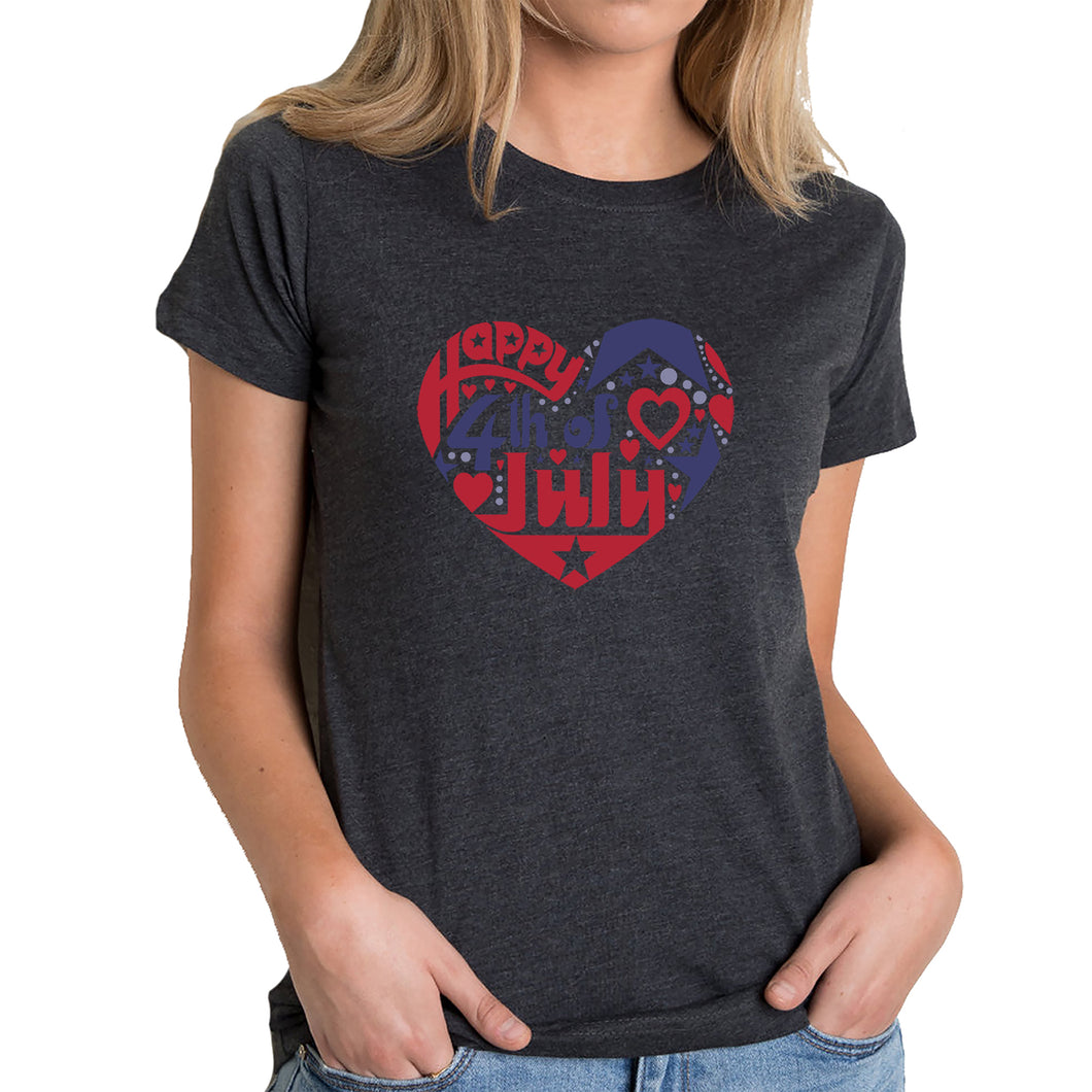 Women's Premium Blend Word Art T-shirt - July 4th Heart