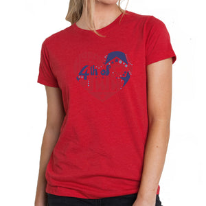 Women's Premium Blend Word Art T-shirt - July 4th Heart