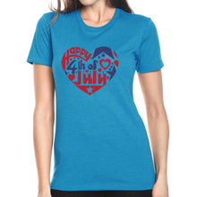 Load image into Gallery viewer, Women&#39;s Premium Blend Word Art T-shirt - July 4th Heart