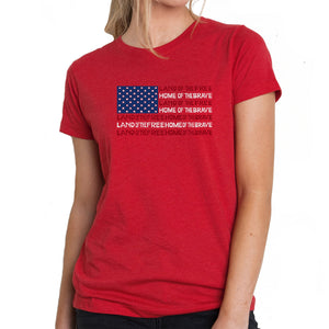 Land of the Free American Flag  - Women's Premium Blend Word Art T-Shirt