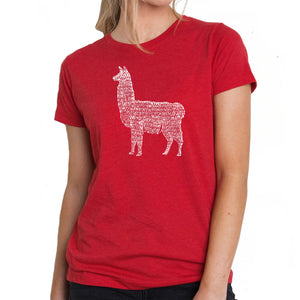 Llama Mama  - Women's Premium Blend Word Art T-Shirt