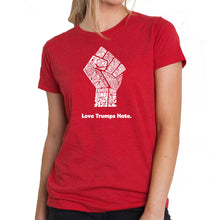 Load image into Gallery viewer, Love Trumps Hate Fist - Women&#39;s Premium Blend Word Art T-Shirt