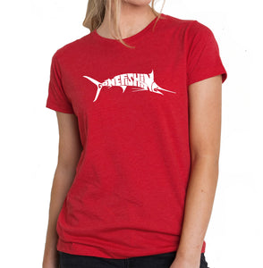 Marlin Gone Fishing - Women's Premium Blend Word Art T-Shirt