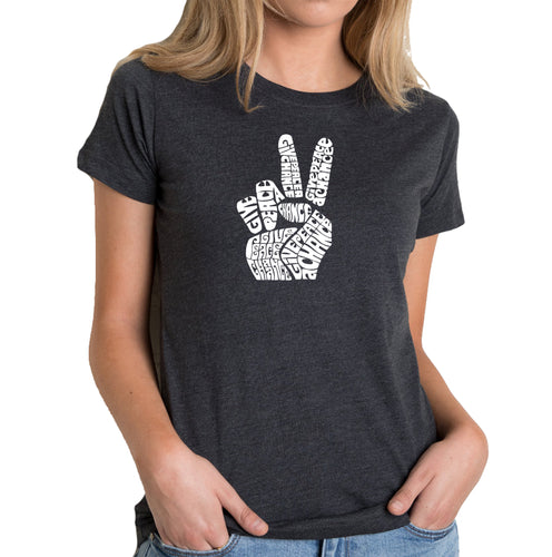 PEACE FINGERS - Women's Premium Blend Word Art T-Shirt