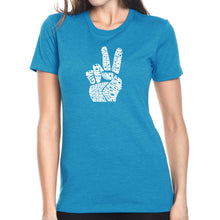 Load image into Gallery viewer, PEACE FINGERS - Women&#39;s Premium Blend Word Art T-Shirt