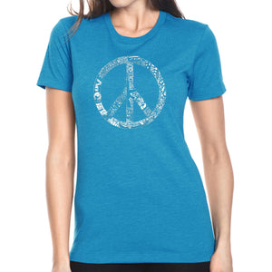 PEACE, LOVE, & MUSIC - Women's Premium Blend Word Art T-Shirt