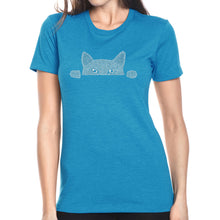 Load image into Gallery viewer, Peeking Cat - Women&#39;s Premium Blend Word Art T-Shirt
