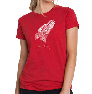 Prayer Hands - Women's Premium Blend Word Art T-Shirt