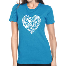Load image into Gallery viewer, Paw Prints Heart  - Women&#39;s Premium Blend Word Art T-Shirt
