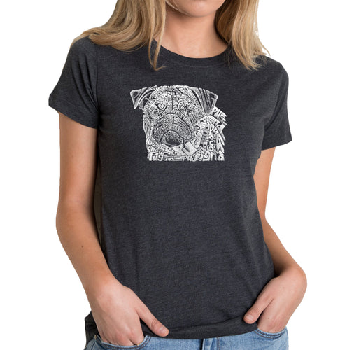 Pug Face - Women's Premium Blend Word Art T-Shirt