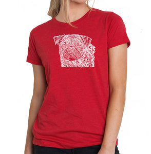 Pug Face - Women's Premium Blend Word Art T-Shirt