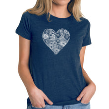 Load image into Gallery viewer, Heart Flowers  - Women&#39;s Premium Blend Word Art T-Shirt