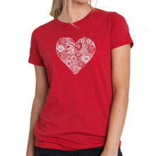 Load image into Gallery viewer, Heart Flowers  - Women&#39;s Premium Blend Word Art T-Shirt