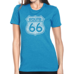 CITIES ALONG THE LEGENDARY ROUTE 66 - Women's Premium Blend Word Art T-Shirt