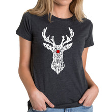 Load image into Gallery viewer, Santa&#39;s Reindeer  - Women&#39;s Premium Blend Word Art T-Shirt