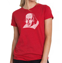 Load image into Gallery viewer, THE TITLES OF ALL OF WILLIAM SHAKESPEARE&#39;S COMEDIES &amp; TRAGEDIES - Women&#39;s Premium Blend Word Art T-Shirt