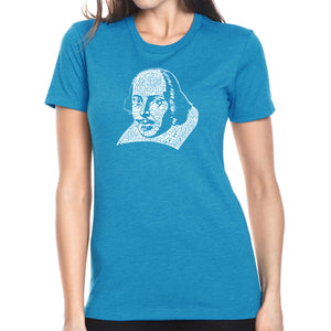 THE TITLES OF ALL OF WILLIAM SHAKESPEARE'S COMEDIES & TRAGEDIES - Women's Premium Blend Word Art T-Shirt