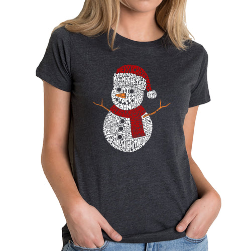 Christmas Snowman - Women's Premium Blend Word Art T-Shirt