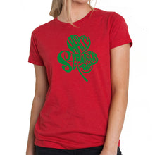 Load image into Gallery viewer, St Patricks Day Shamrock  - Women&#39;s Premium Blend Word Art T-Shirt