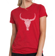 Load image into Gallery viewer, Texas Skull - Women&#39;s Premium Blend Word Art T-Shirt