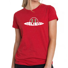 Load image into Gallery viewer, Believe UFO - Women&#39;s Premium Blend Word Art T-Shirt